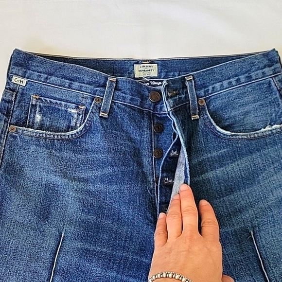 Citizens of Humanity GIA HIGH RISE ANKLE STRAIGHT LEG IN RESTLESS Size 27 Button - Picture 4 of 16